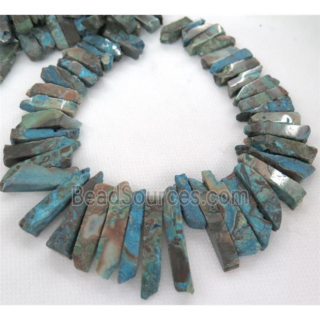 Ocean jasper collar beads, stick, green