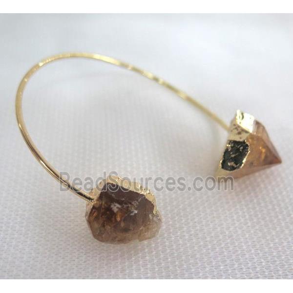 citrine bracelet, point, gold plated