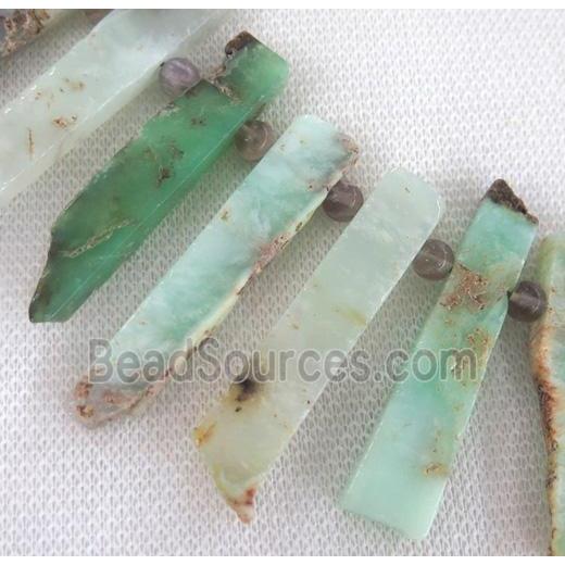 natural Australian Chrysoprase beads, stick, freeform