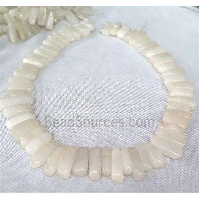 white jade bead for necklace, stick, freeform