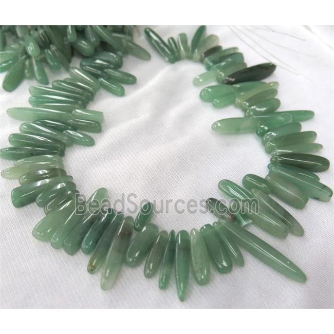 green aventurine bead for necklace, stick, freeform