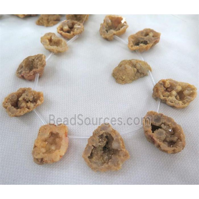 yellow Agate Druzy Beads, freeform