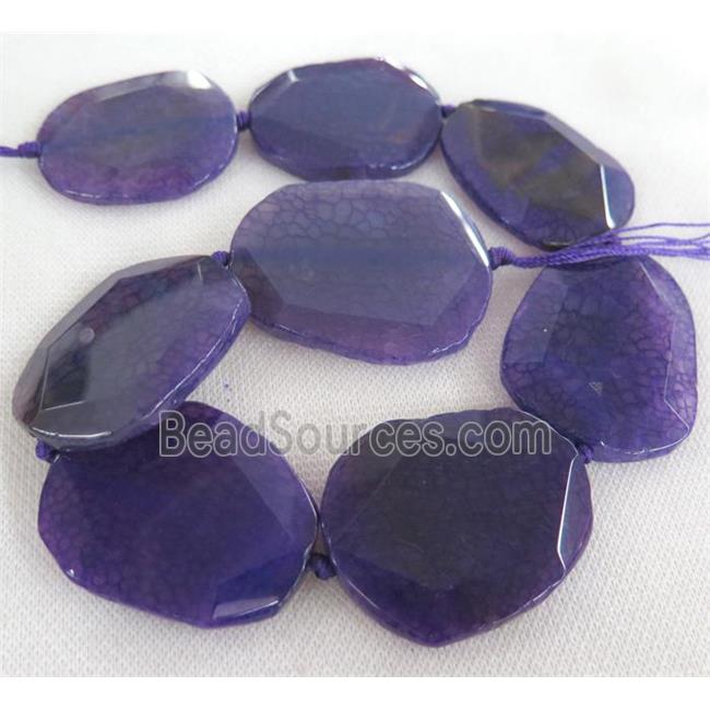 purple Agate beads, slab, faceted freeform