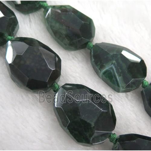 agate beads, faceted teardrop, green