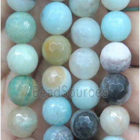 faceted round Amazonite Beads