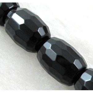 Natural black Agate Onyx Barrel Beads, faceted barrel