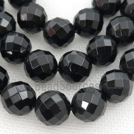 Natural Agate Beads, black, faceted round