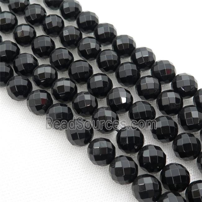 Natural Agate Beads, black, faceted round