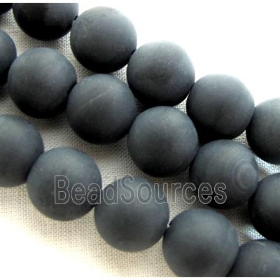 round matte agate onyx Beads, black