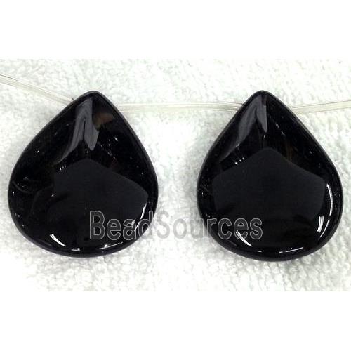 natural black Onyx Agate Beads, teardrop, top-drilled