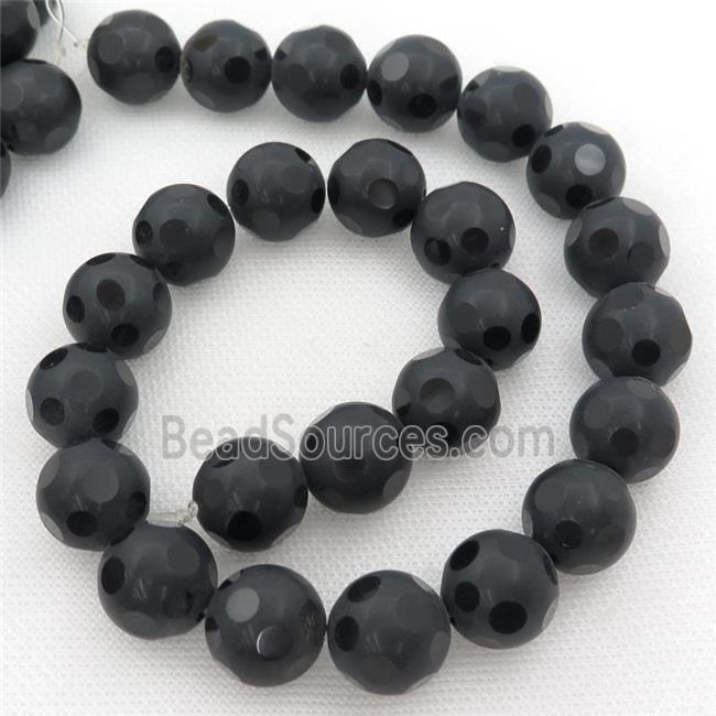 black onyx agate beads, matte round