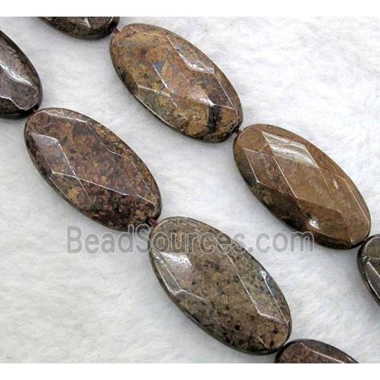 Bronzite Stone Beads, faceted oval