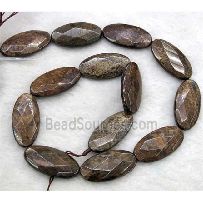 Bronzite Stone Beads, faceted oval