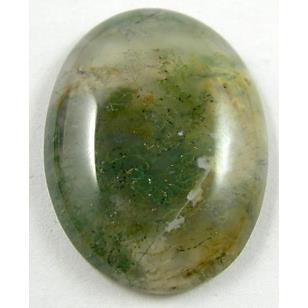 moss Agate, flat-back Oval Cabochon