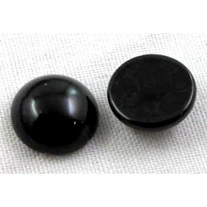 Black Onyx Cabochon, flat-back Round