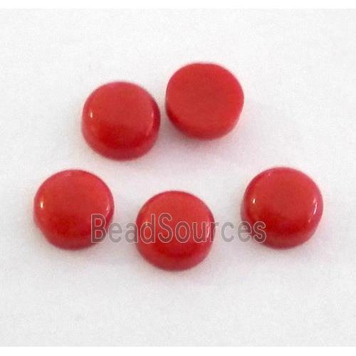 red coral cabochon, round