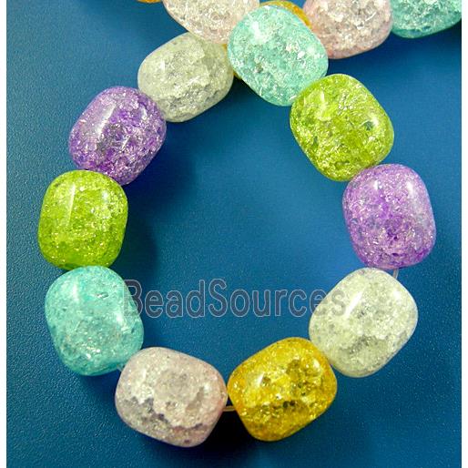 Chinese Crackle Crystal beads, barrel