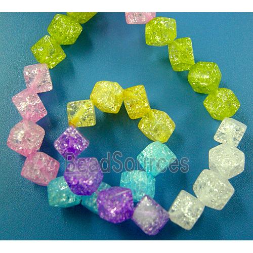 Chinese Crackle Crystal beads, cube