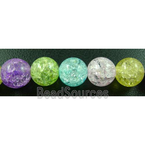 Round Chinese Crackle Crystal beads, mix color