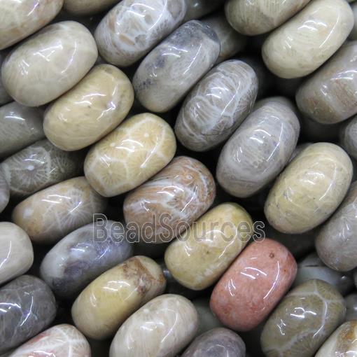 Coral Fossil Jasper Beads, chrysanthemum, rondelle