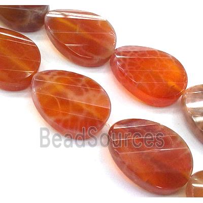 ruby Fire Agate Beads, faceted twist, grade A