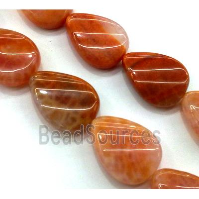 ruby fire Agate beads, twist drop, grade A