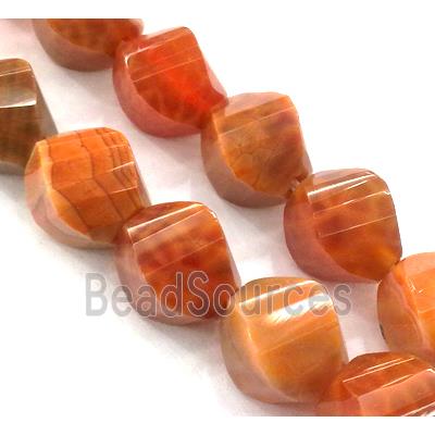 ruby fire Agate beads, twist, grade A