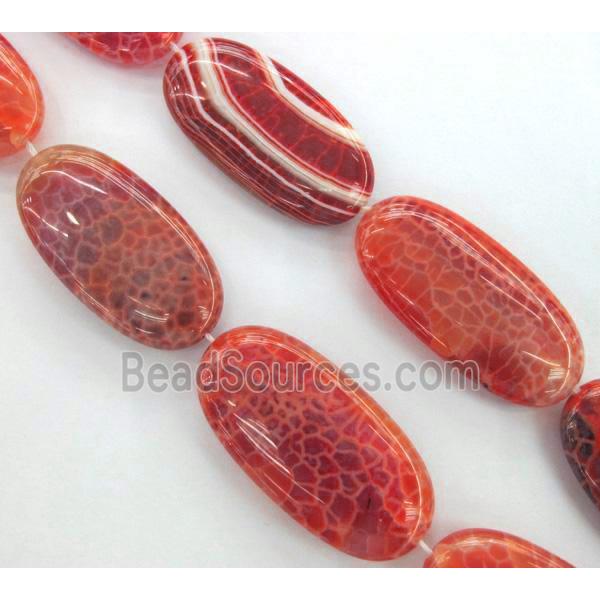 Fire Ruby Agate beads, oval, grade A