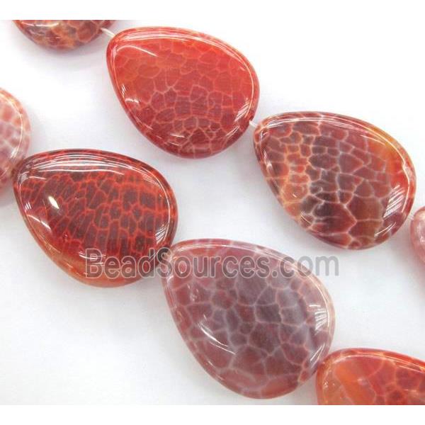 Fire Ruby Agate beads, teardrop, grade A