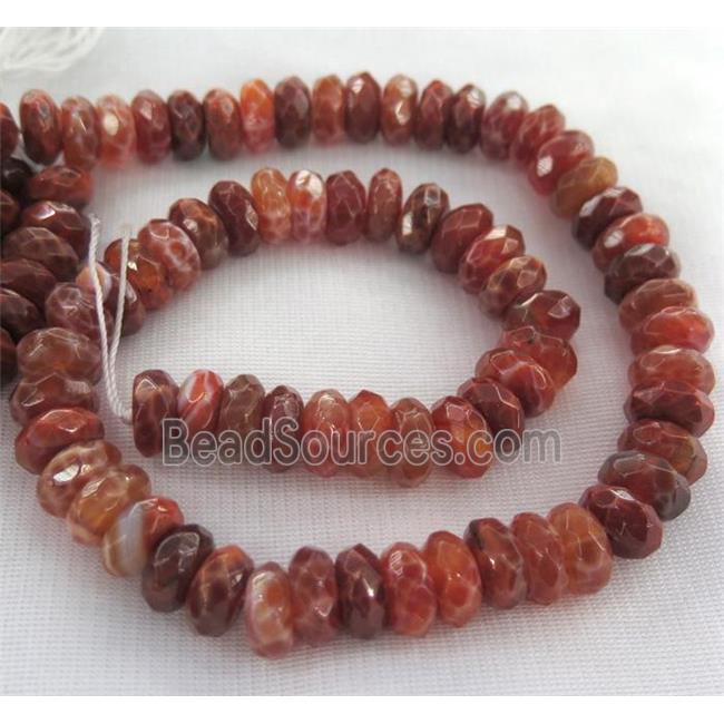 ruby Fire Agate Beads, faceted rondelle