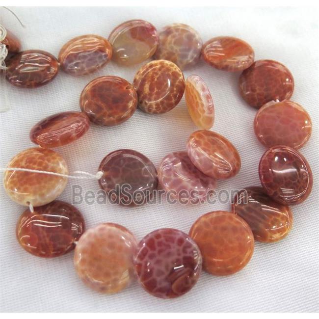 ruby fire agate beads, flat round