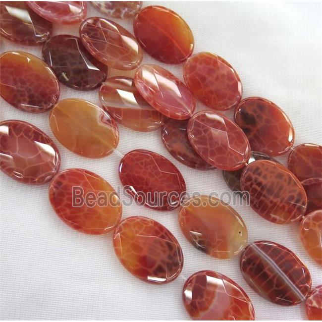 ruby fire agate beads, faceted oval