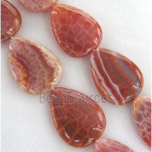 ruby fire agate beads, teardrop