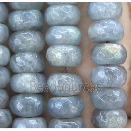 Labradorite Stone bead, grey, faceted rondelle