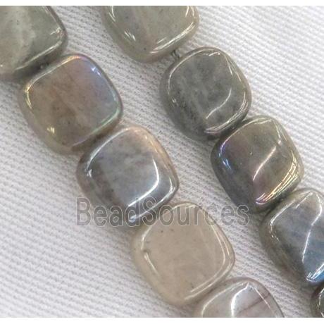 Labradorite Stone bead, square, AB color