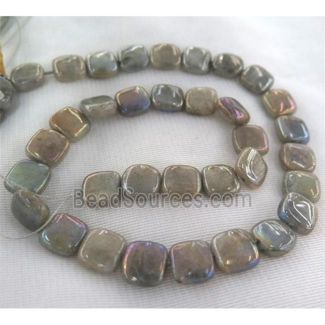 Labradorite Stone bead, square, AB color