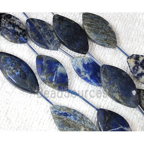 Natural lapis lazuli bead, horse-eye shape