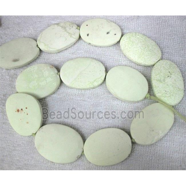 Natural lemon stone bead, flat oval