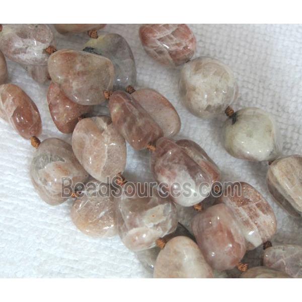 Natural sun stone bead, freeform