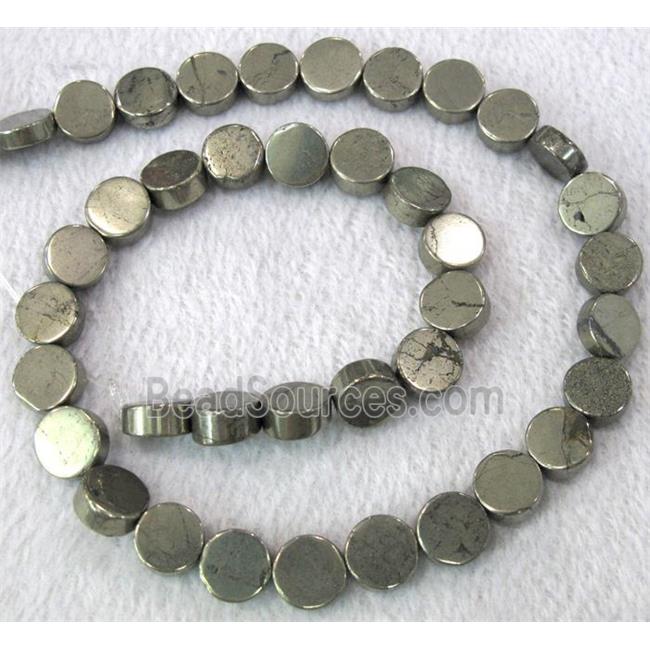 natural Pyrite Beads, flat-round