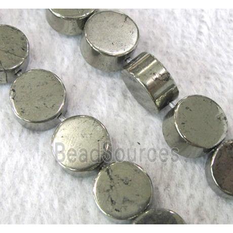 natural Pyrite Beads, flat-round