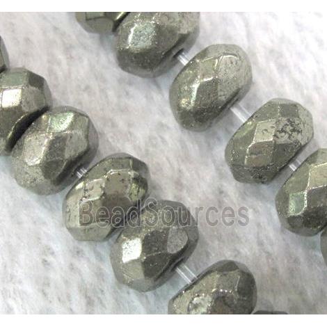 natural Pyrite Beads, faceted rondelle