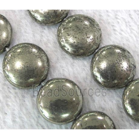 natural Pyrite Beads, flat-round