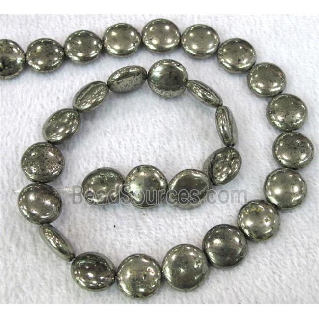 natural Pyrite Beads, flat-round