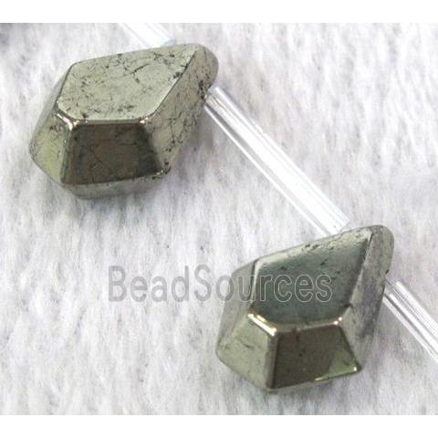 natural Pyrite Beads, faceted teardrop