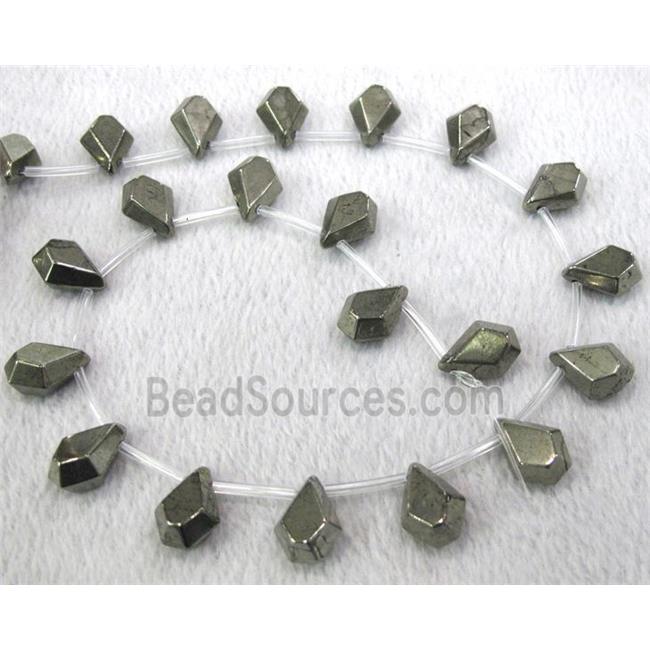 natural Pyrite Beads, faceted teardrop