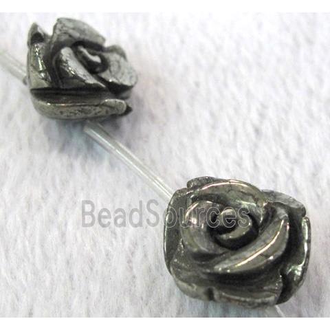 natural Pyrite Beads, rose-flower