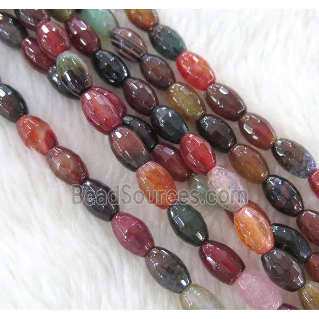 dragon veins Agate beads, faceted barrel, mixed color