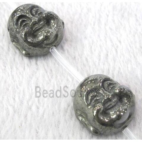 natural Pyrite Beads, buddha