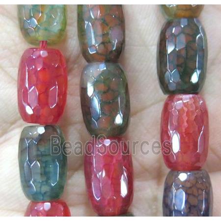 Agate beads, faceted barrel, mixed color